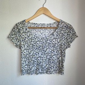 Blue Flower Design Crop Top